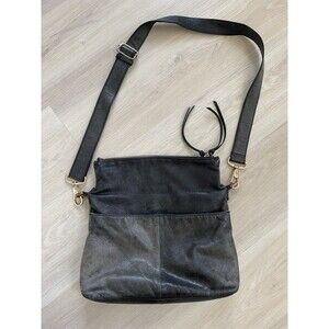 Margot New York Gray Pebble Crossbody Bag Double Zip Adjustable Detachable Strap